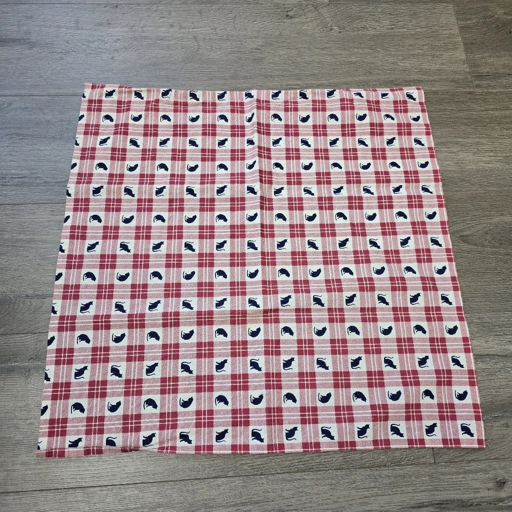 VTG Set Of Checkered Cat Place Mats And Matching Napkins